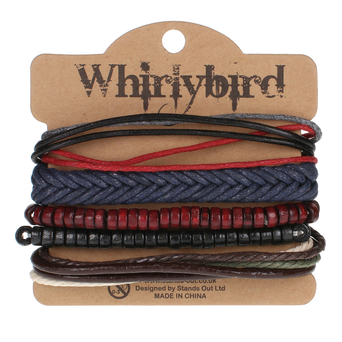 WBST38 - Mens Whirlybird Burgundy And Naby Blue Stacker Bracelets