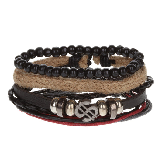 WBST39 - Mens Whirlybird Silver Dollar Charm Stacker Bracelets