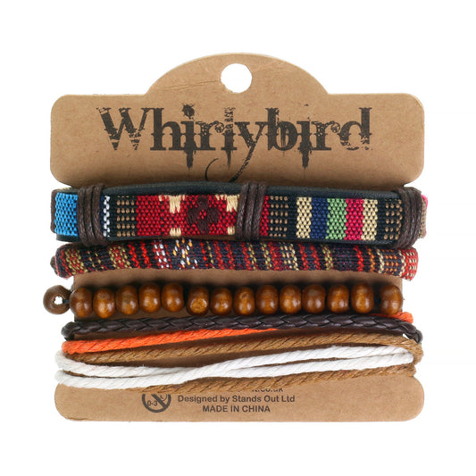 WBST46 - Mens Whirlybird Multicoloured Striped Stacker Bracelets