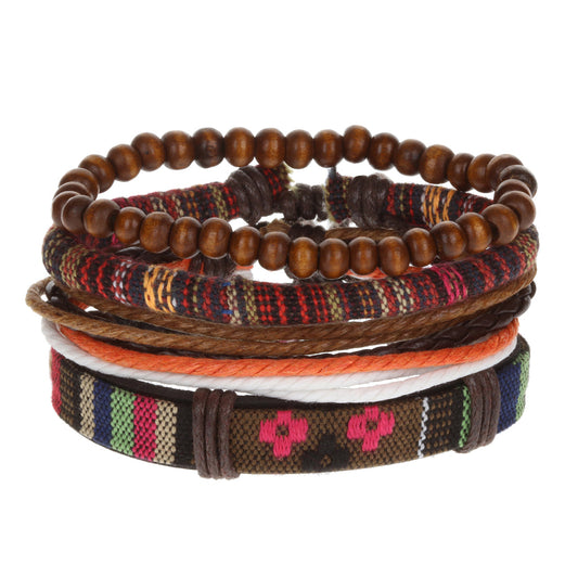Mens Whirlybird Multicoloured Striped Stacker Bracelets