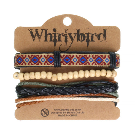 WBST48 - Mens Whirlybird Blue And Red Diamond Stacker Bracelets