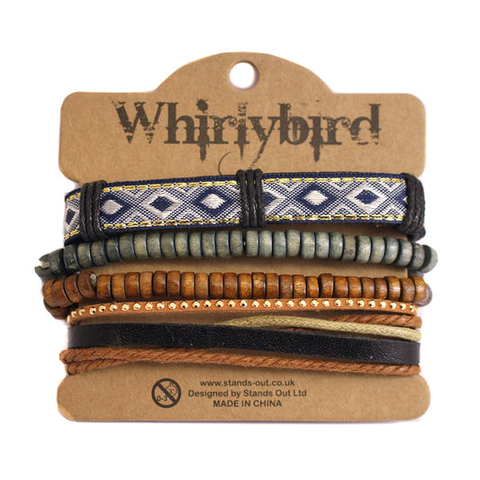 WBST49 - Mens Whirlybird Blue And Gold Diamond Stacker Bracelets