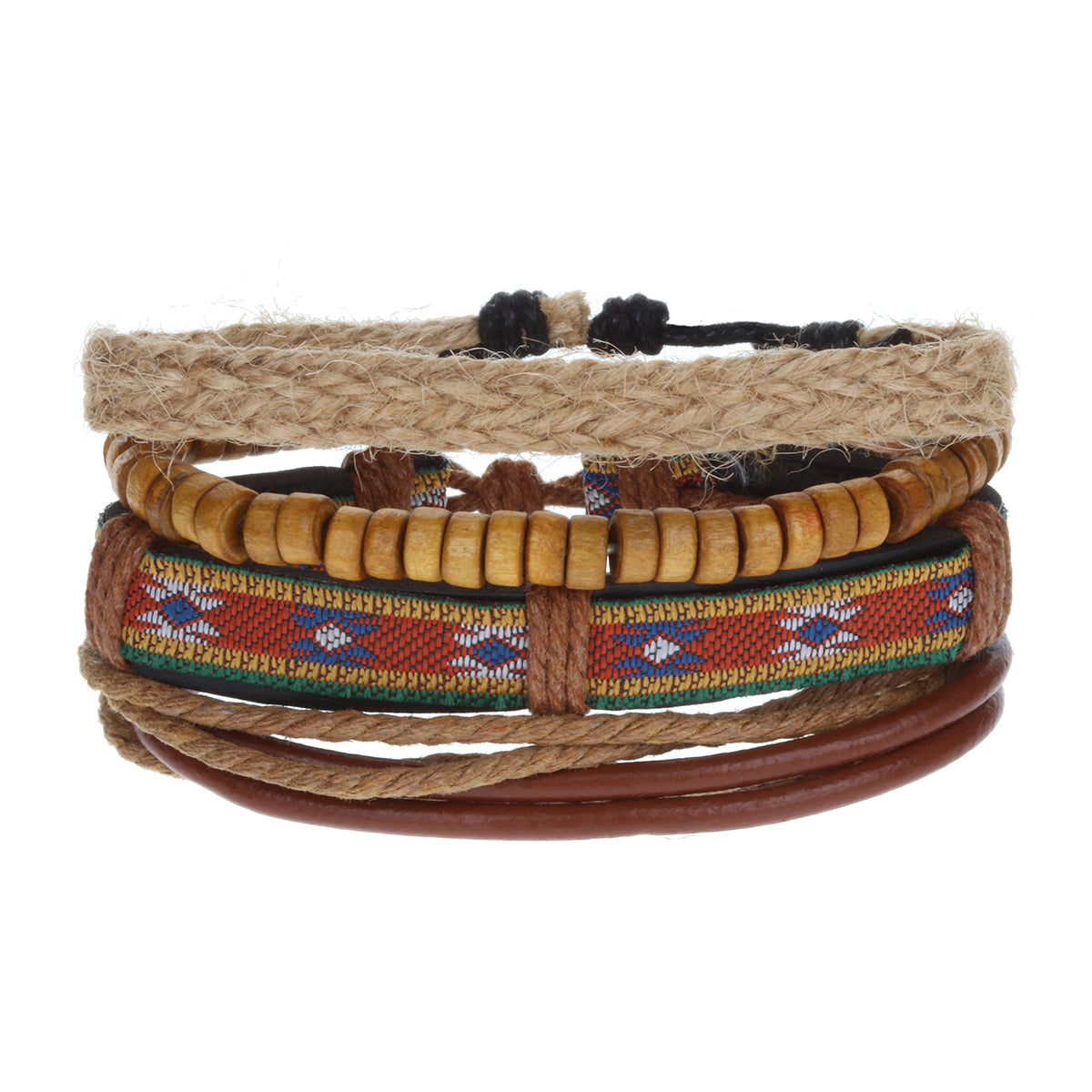 WBST51 - Mens Whirlybird Orange, Green And Blue Patterned Stacker Bracelets