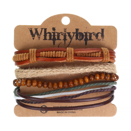 WBST60 - Mens Whirlybird Terracotta Wrap Stacker Bracelets