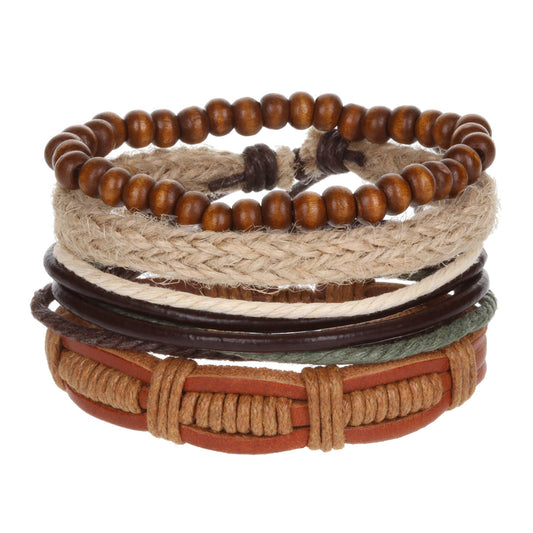 Mens Whirlybird Terracotta Wrap Stacker Bracelets