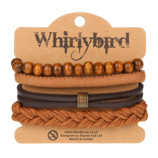 WBST63 - Mens Whirlybird Sandy Brown Braided Stacker Bracelets