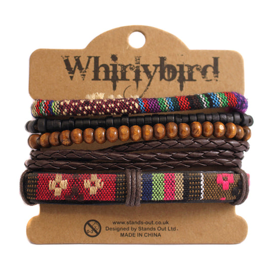 Mens Whirlybird Multicoloured Flower Patterned Stacker Bracelets