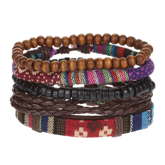 WBST64 - Mens Whirlybird Multicoloured Flower Patterned Stacker Bracelets
