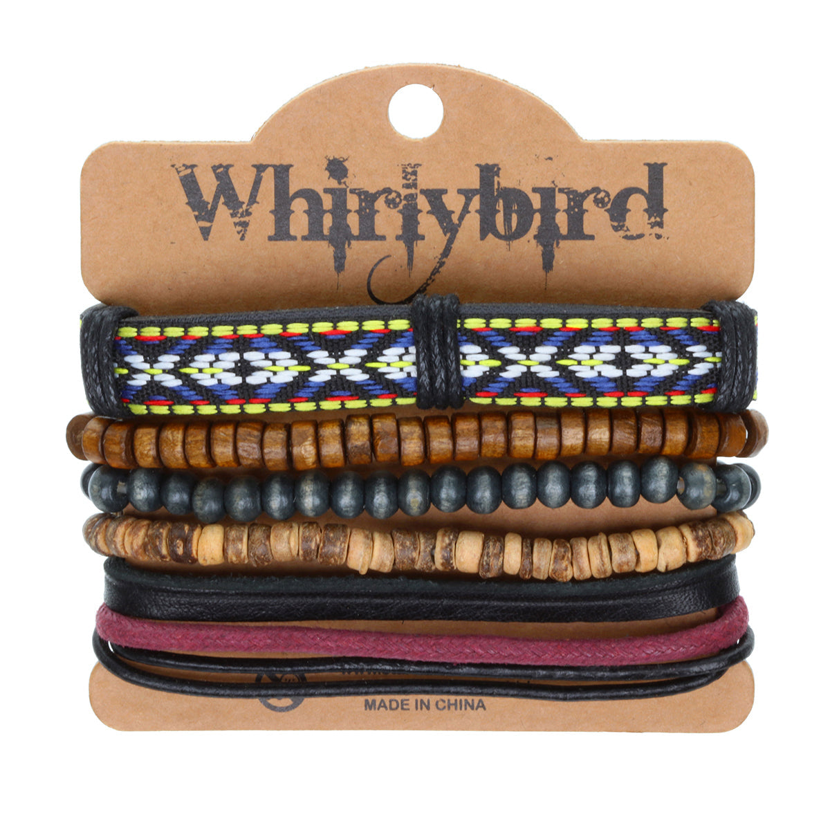 WBST66 - Mens Whirlybird Colourful Flower Patterned Stacker Bracelets