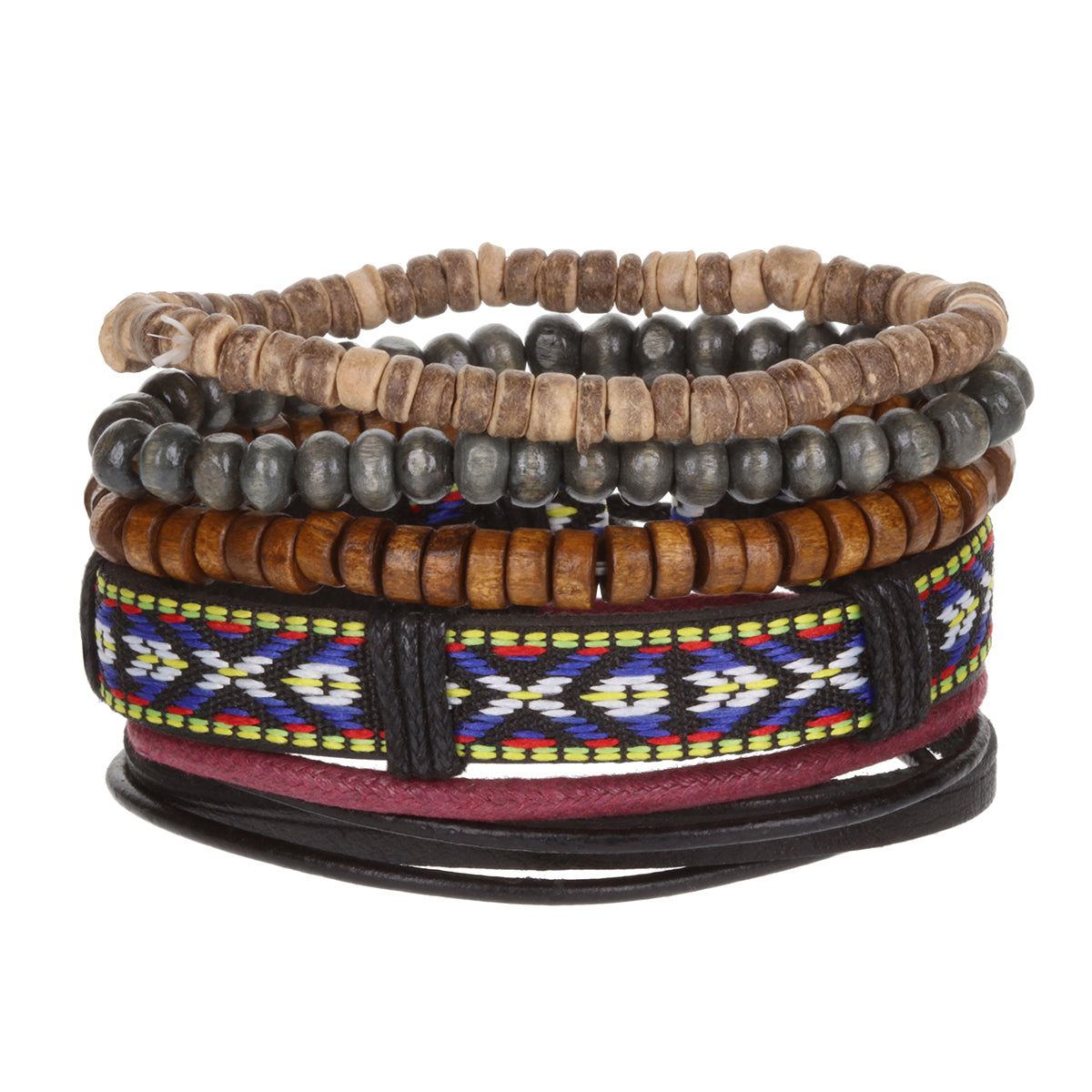 WBST66 - Mens Whirlybird Colourful Flower Patterned Stacker Bracelets