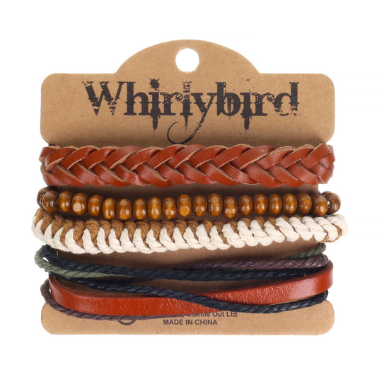 Mens Whirlybird Terracotta Braided Stacker Bracelets
