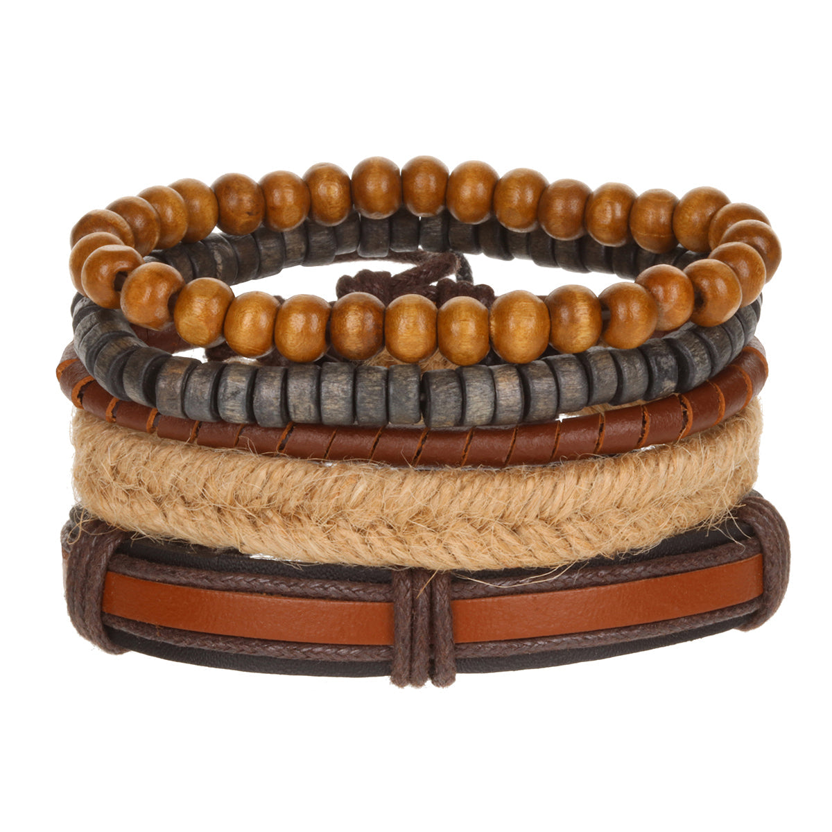 WBST69 - Mens Whirlybird Beige Braided Stacker Bracelets