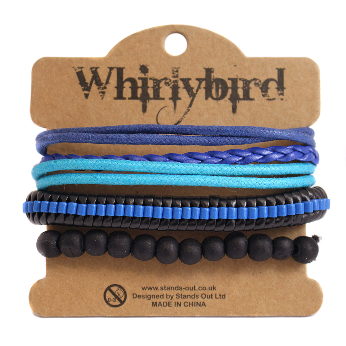 WBST70 - Mens Whirlybird Vibrant Blue And Black Stacker Bracelets