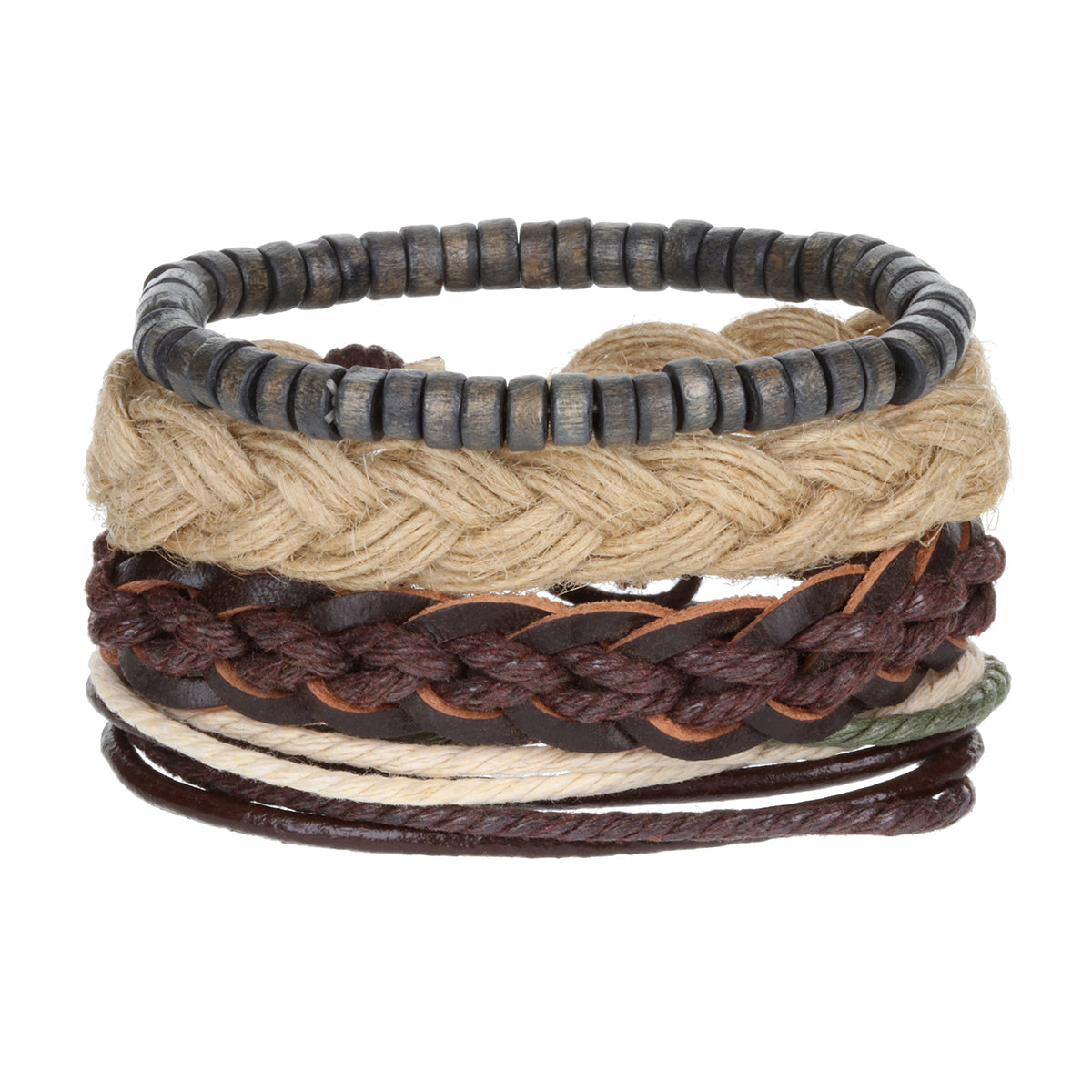 WBST75 - Mens Whirlybird Plum And Beige Braided Stacker Bracelets