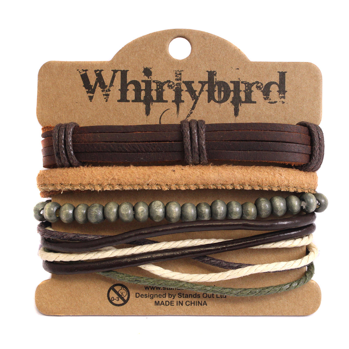 WBST77 - Mens Whirlybird Brown And Grey Stranded Stacker Bracelets