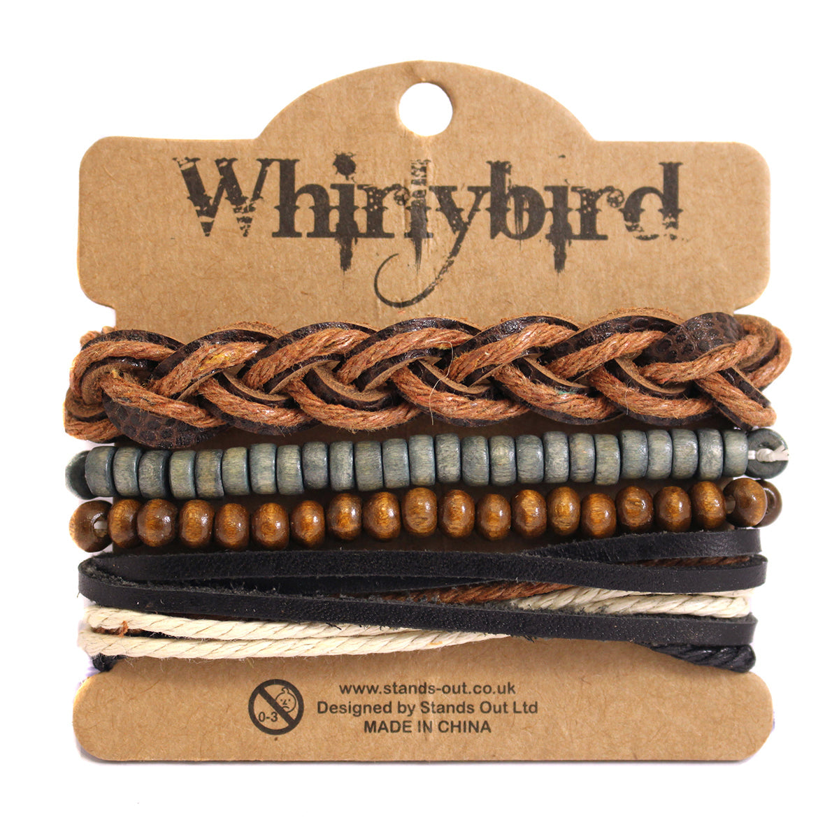 WBST82 - Mens Whirlybird Brown, Grey And Brown Stacker Bracelets
