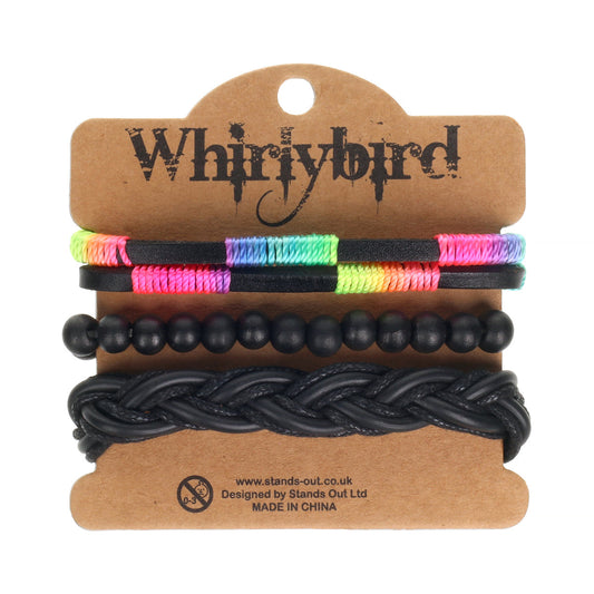 WBST85 - Mens Whirlybird Black And Neon Ombre Stacker Bracelets