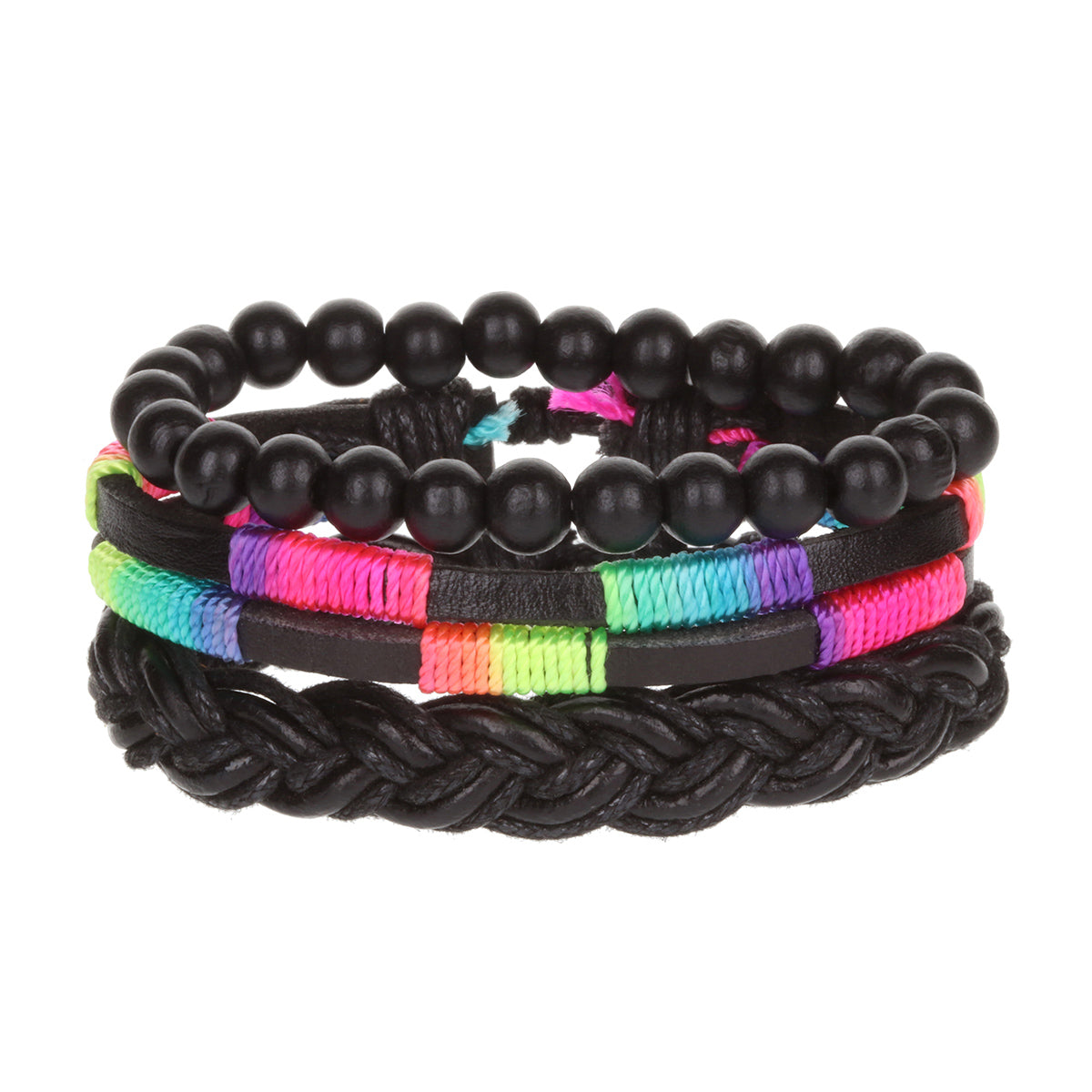 WBST85 - Mens Whirlybird Black And Neon Ombre Stacker Bracelets