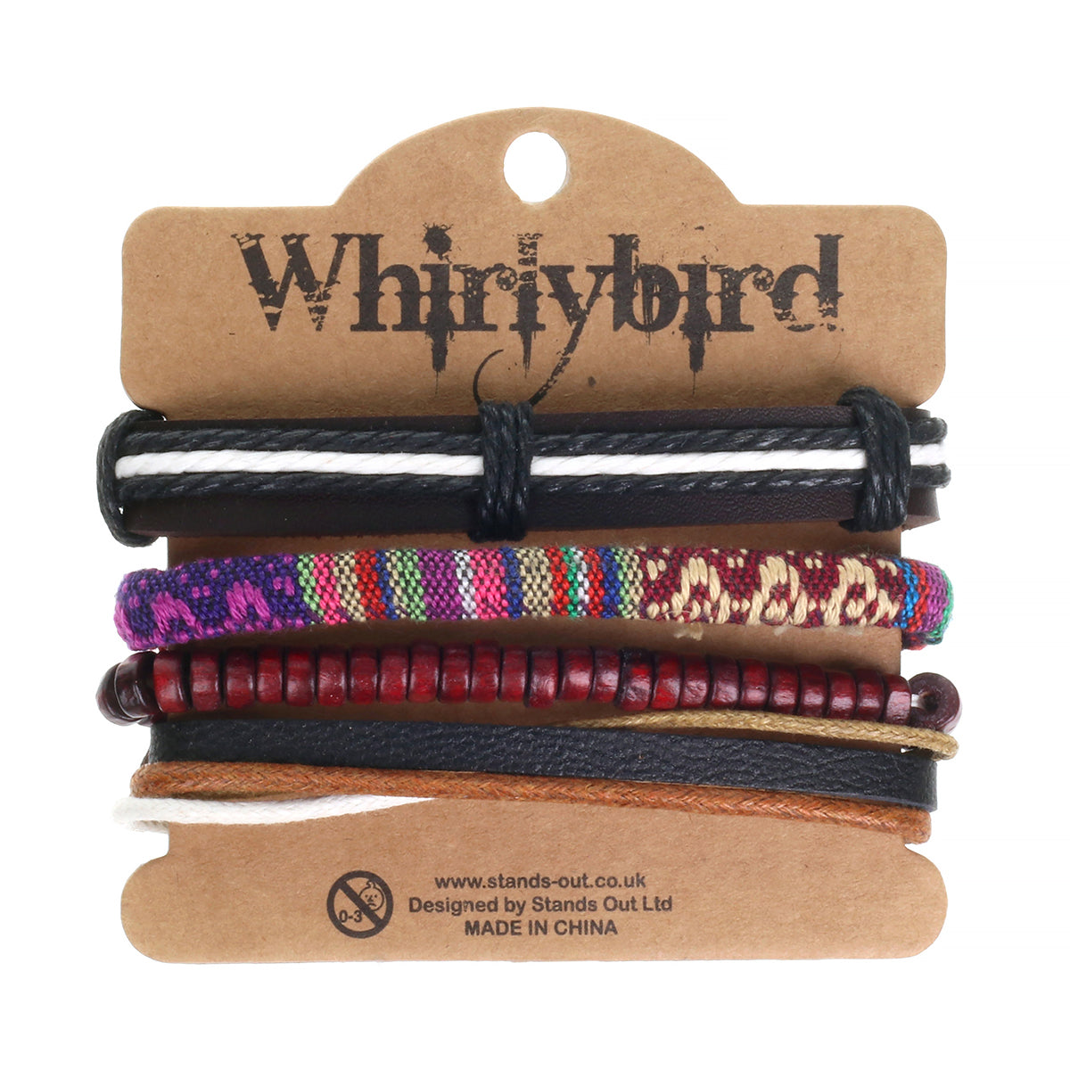 WBST90 - Mens Whirlybird Multicoloured Patterned And Striped Stacker Bracelets