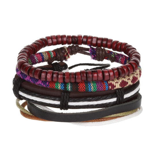 WBST90 - Mens Whirlybird Multicoloured Patterned And Striped Stacker Bracelets