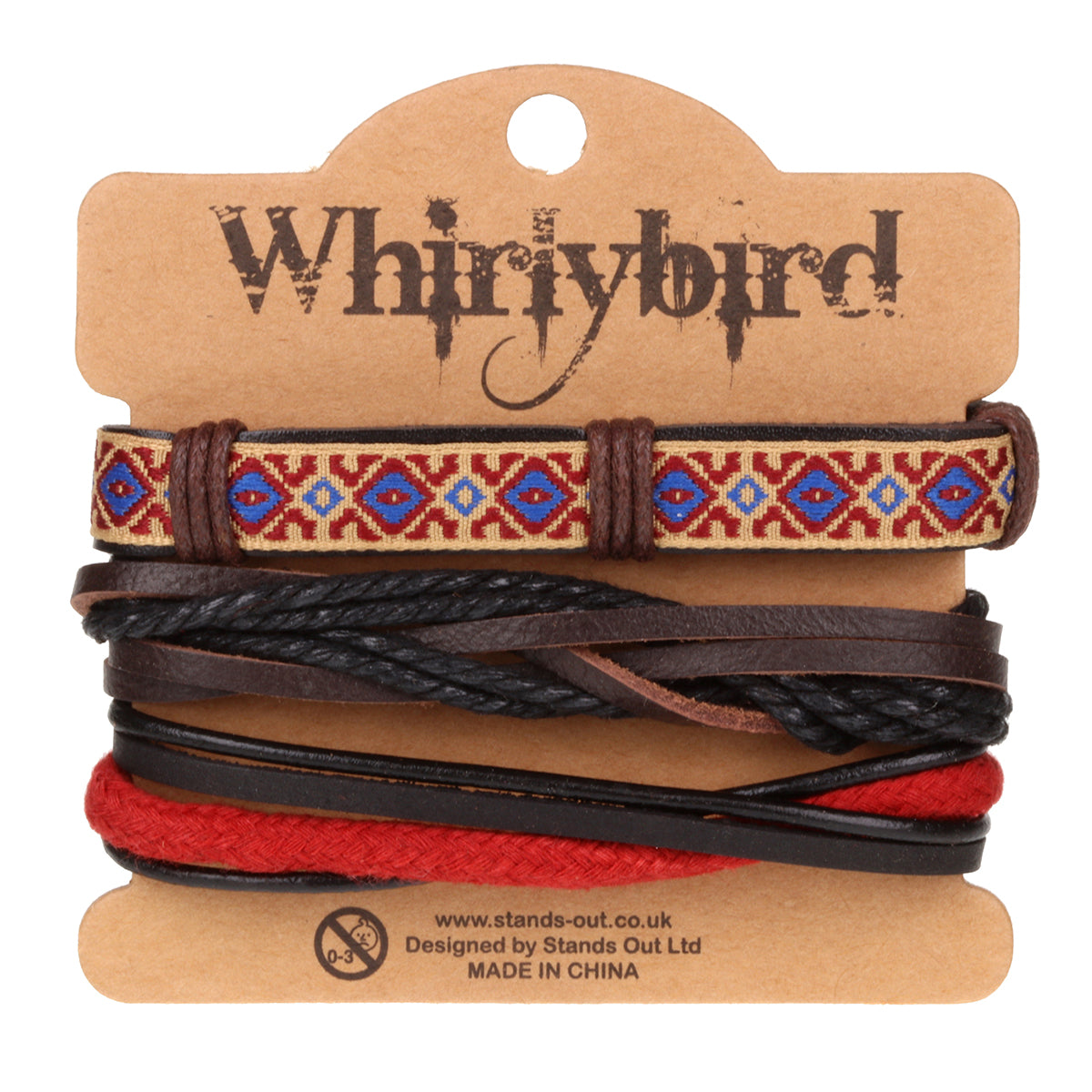 WBST91 - Mens Whirlybird Red Braided Stacker Bracelets