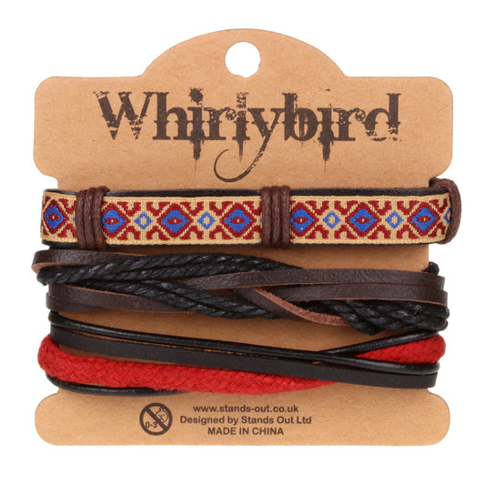 WBST91 - Mens Whirlybird Red Braided Stacker Bracelets
