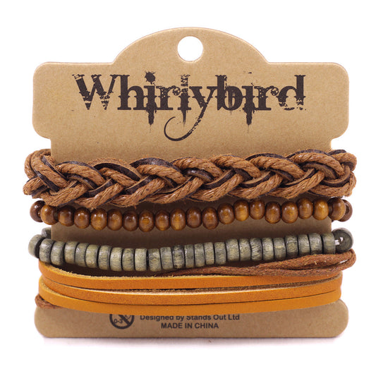 Mens Whirlybird Mustard Stranded Stacker Bracelets