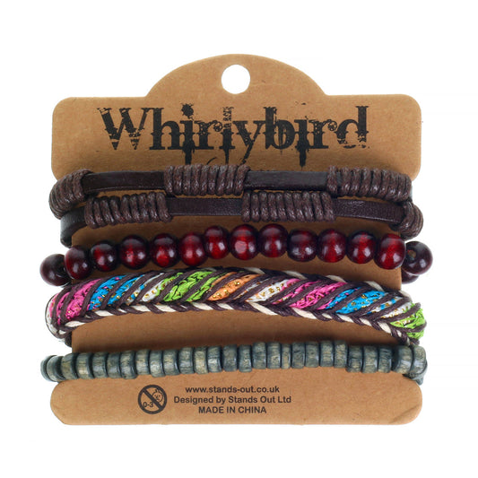 Mens Whirlybird Gold And Multicoloured Braided Stacker Bracelets