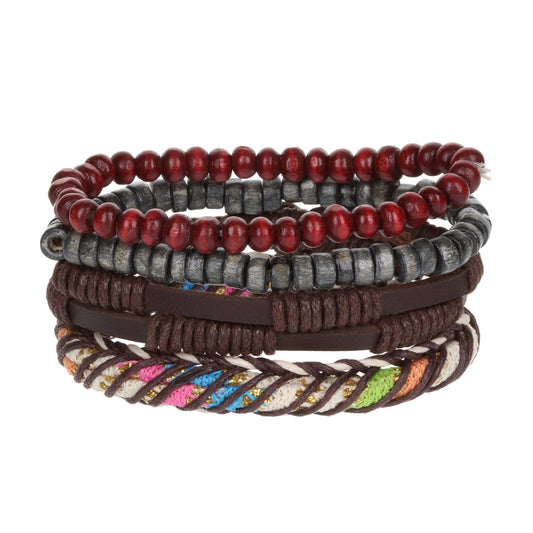 WBST100 - Mens Whirlybird Gold And Multicoloured Braided Stacker Bracelets