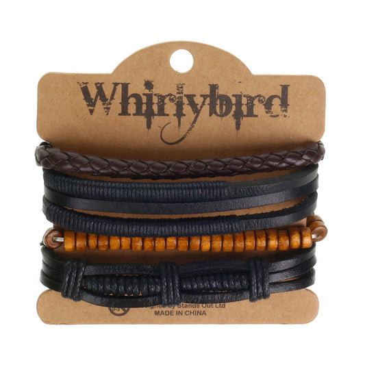 Mens Whirlybird Brown And Black Stacker Bracelets