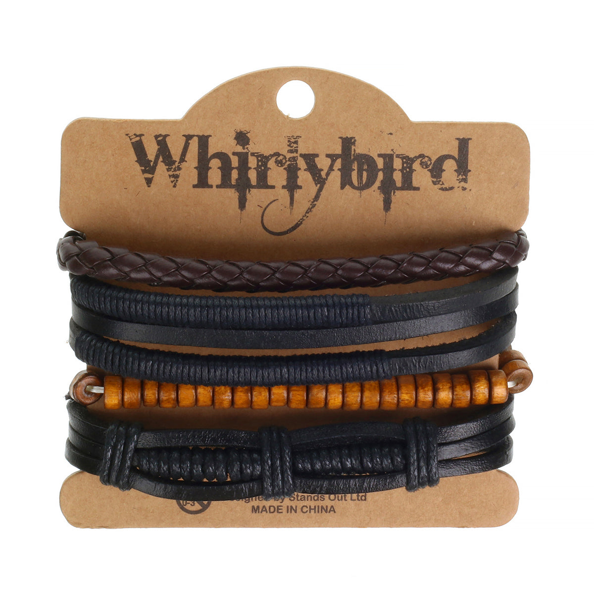 WBST101 - Mens Whirlybird Brown And Black Stacker Bracelets