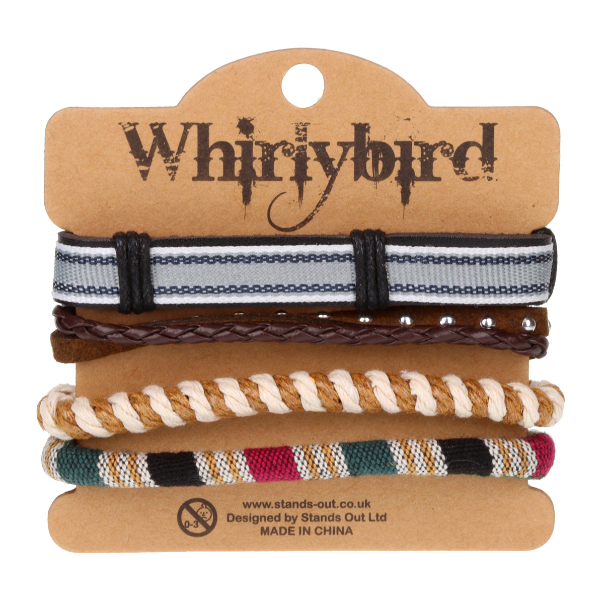WBST104 - Mens Whirlybird Navy And White Leather Stacker Bracelets