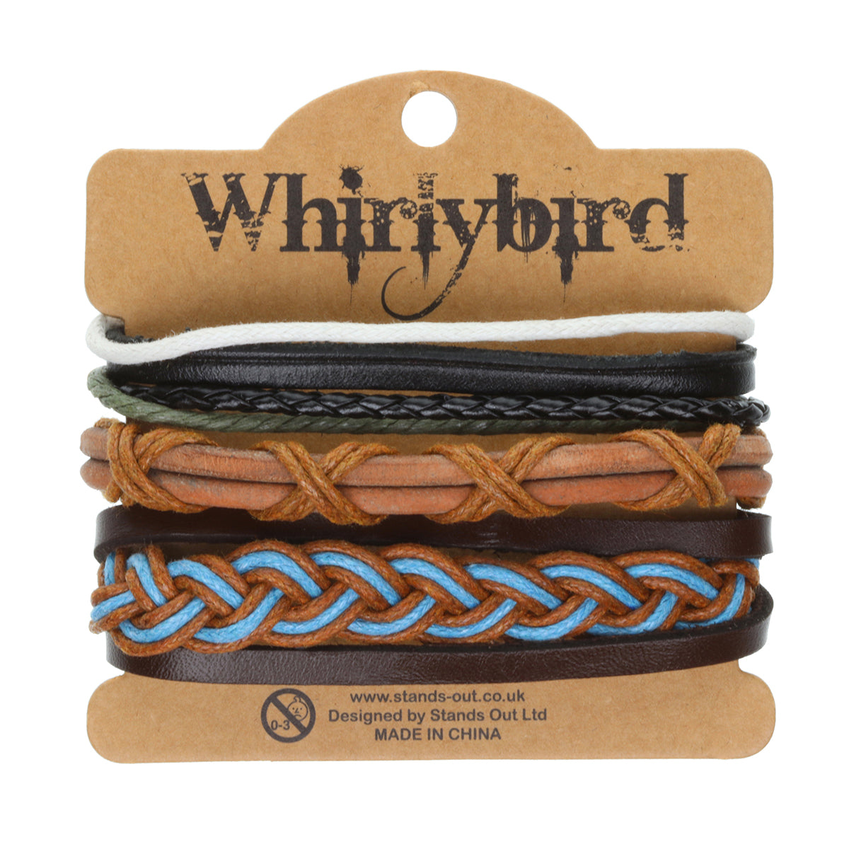 Mens Whirlybird Brown And Blue Braided Stacker Bracelets