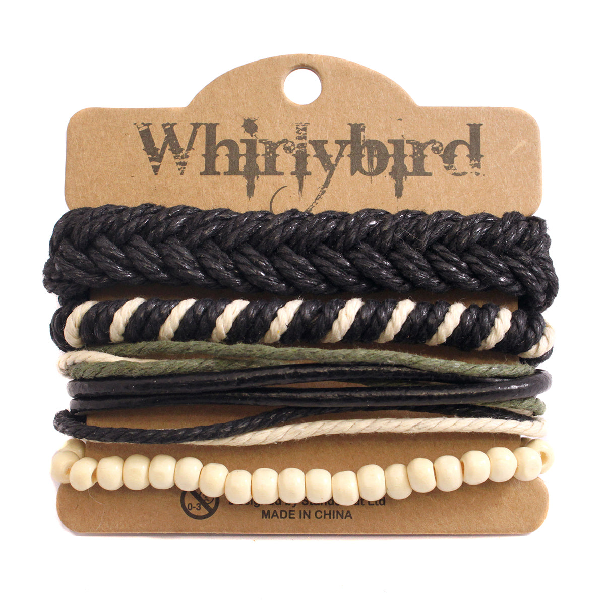 WBST112 - Mens Whirlybird Brown And Cream Multibraided Stacker Bracelets