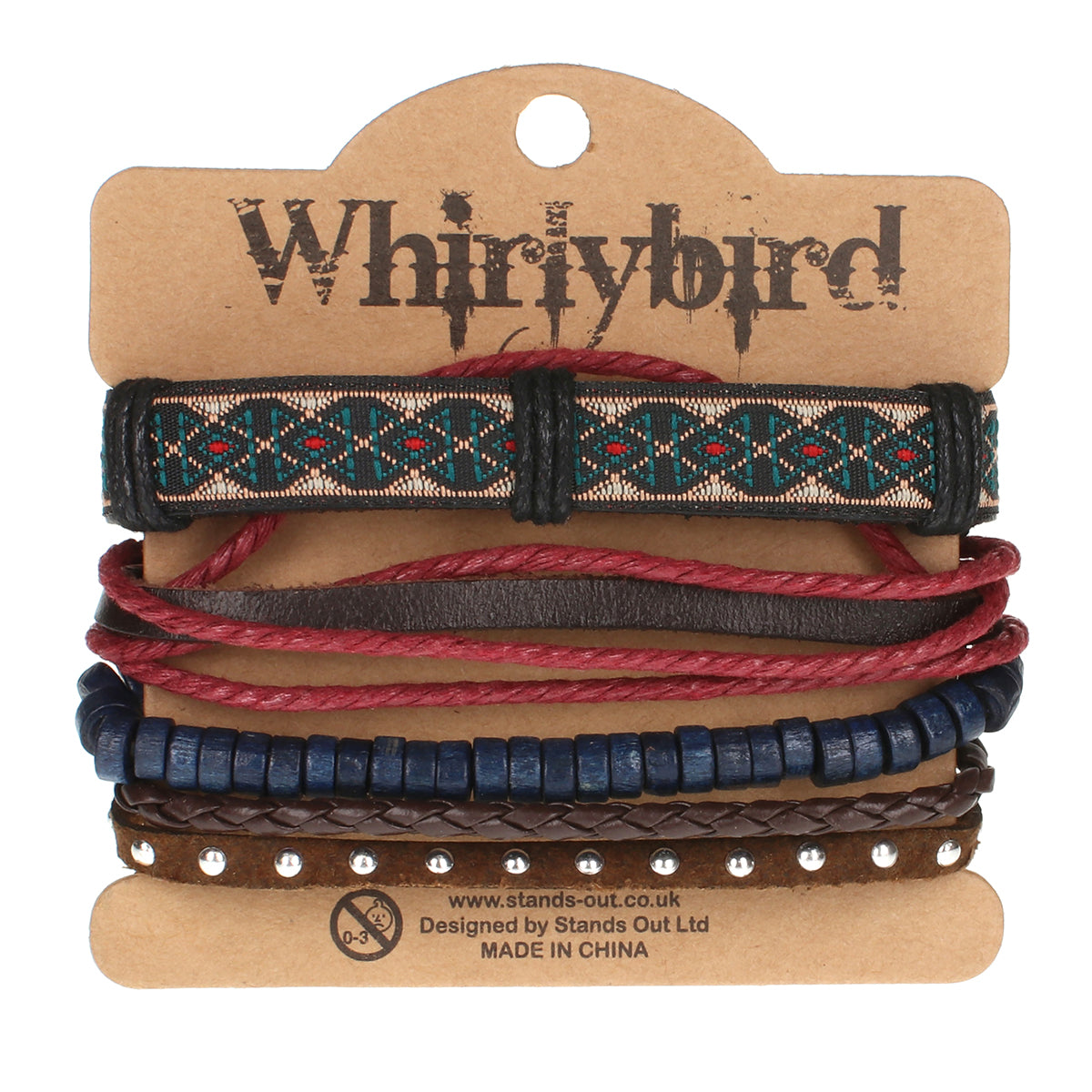 WBST113 - Mens Whirlybird Gold And Teal Patterned Stacker Bracelet