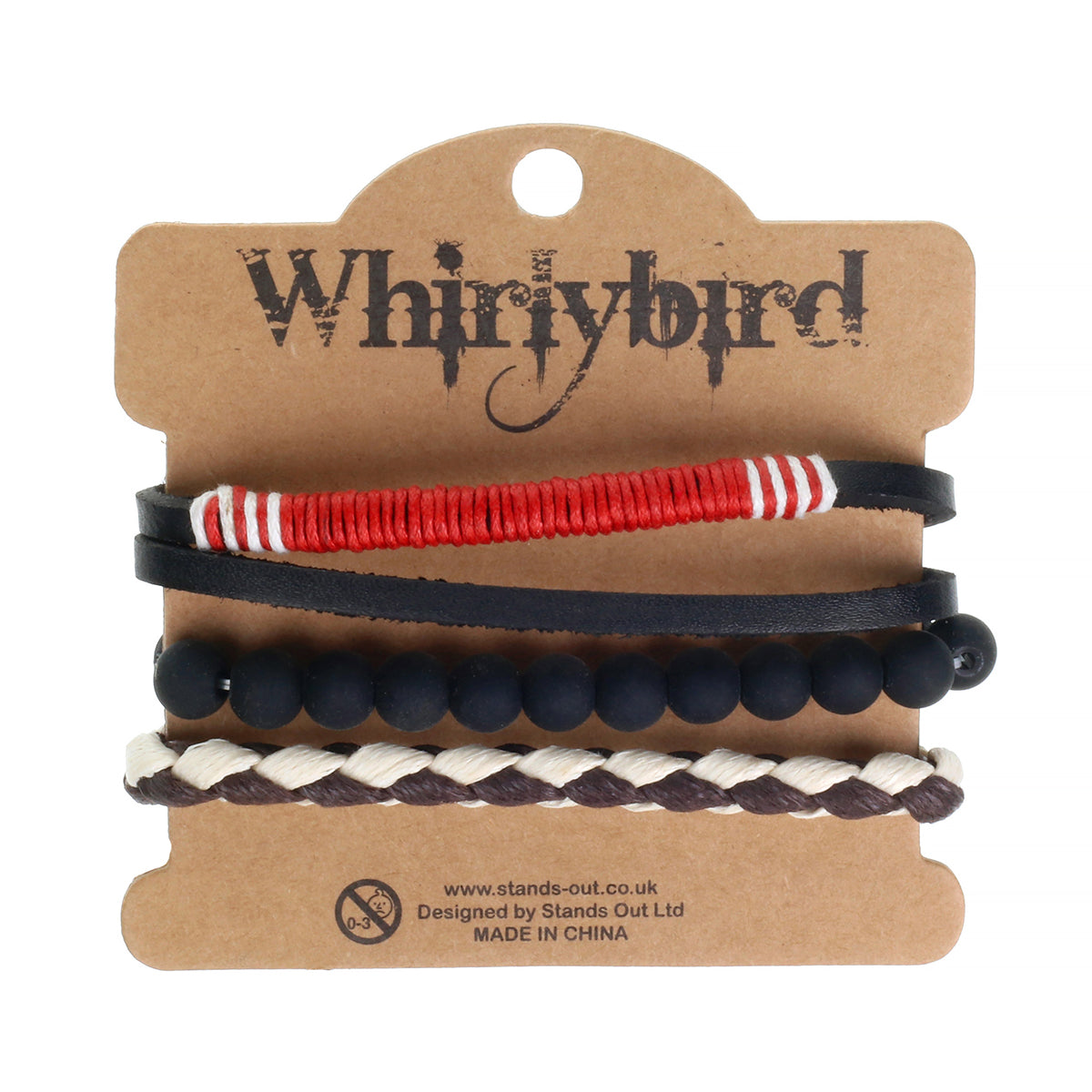 WBST115 - Mens Whirlybird Red And White Wrapped Stacker Bracelets