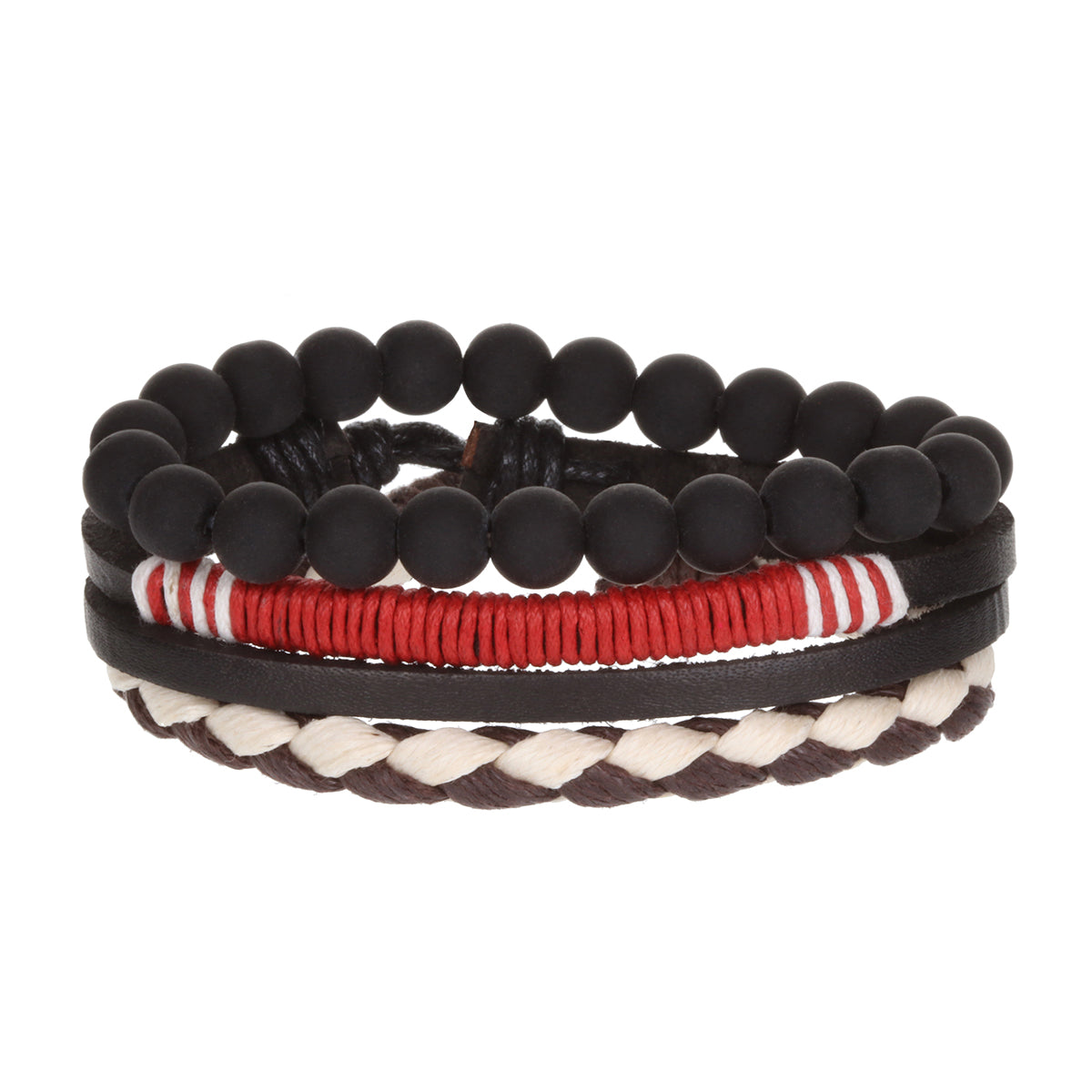 WBST115 - Mens Whirlybird Red And White Wrapped Stacker Bracelets