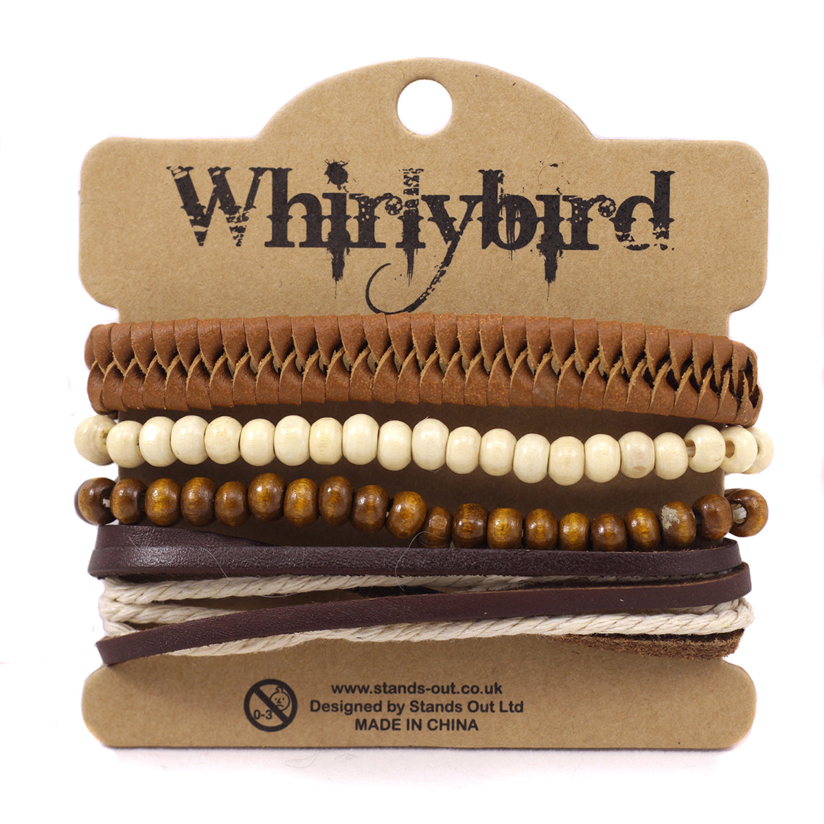 WBST122 - Mens Whirlybird Brown Fishtail Braided Stacker Bracelets