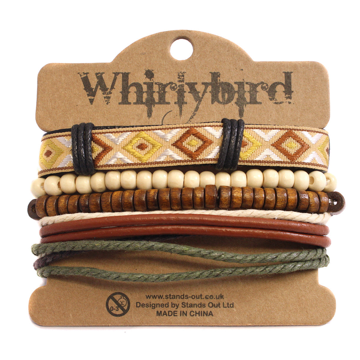 WBST130 - Mens Whirlybird Mustard And Brown Patterned Stacker Bracelets