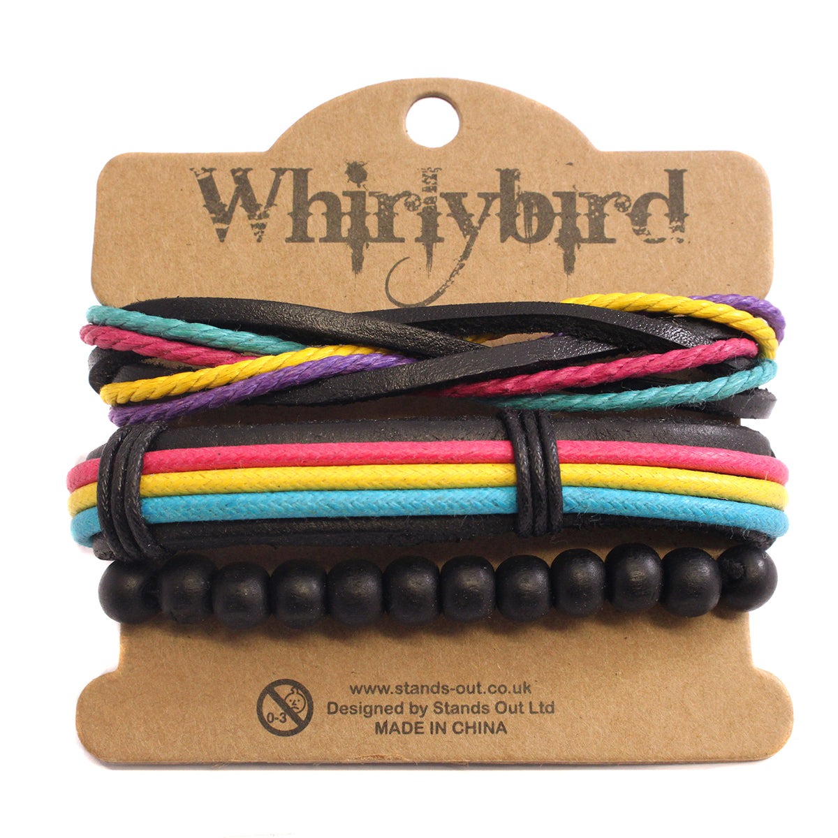 Mens Whirlybird Multicoloured Stranded Stacker Bracelets