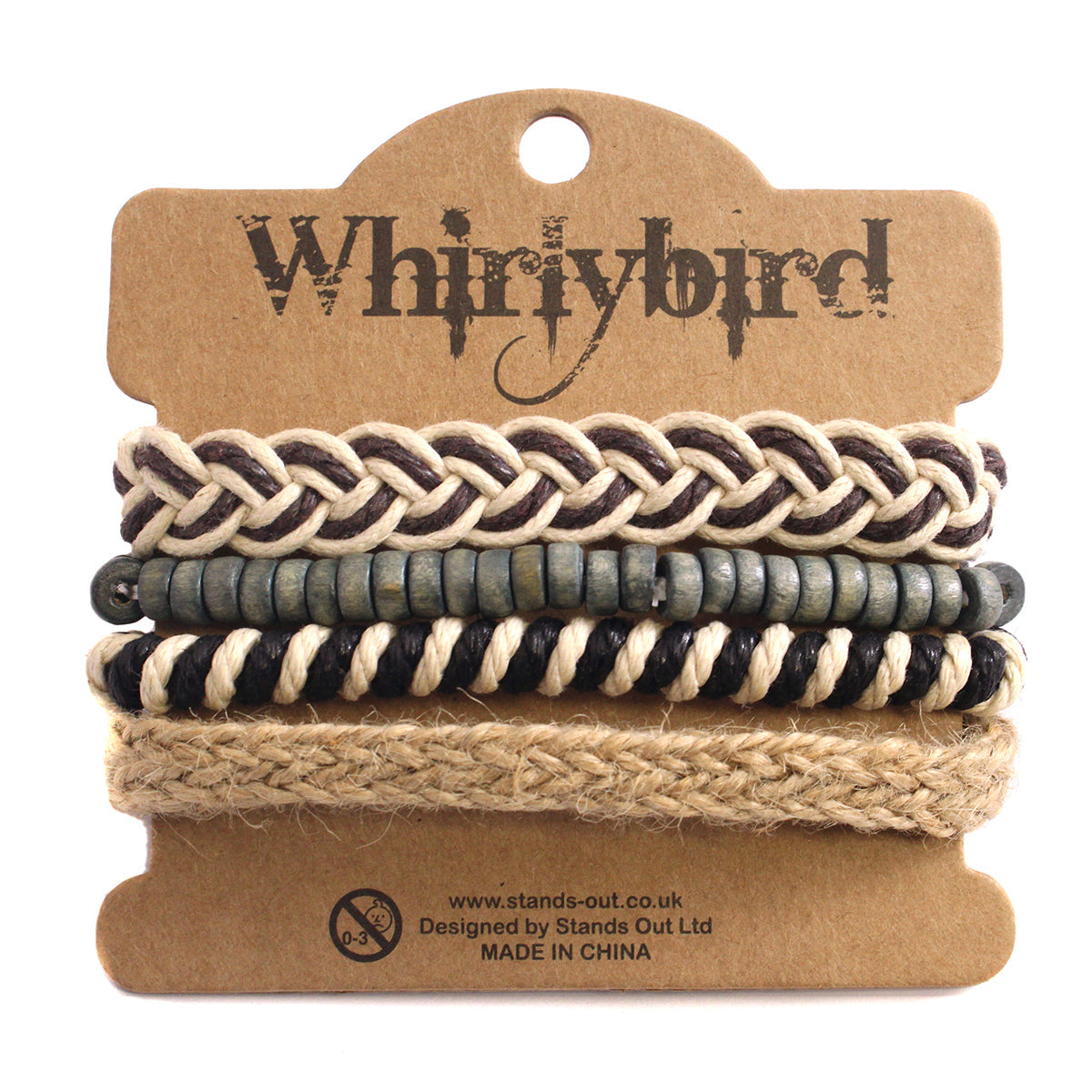 WBST140 - Mens Whirlybird Brown And Beige Braided Stacker Bracelets