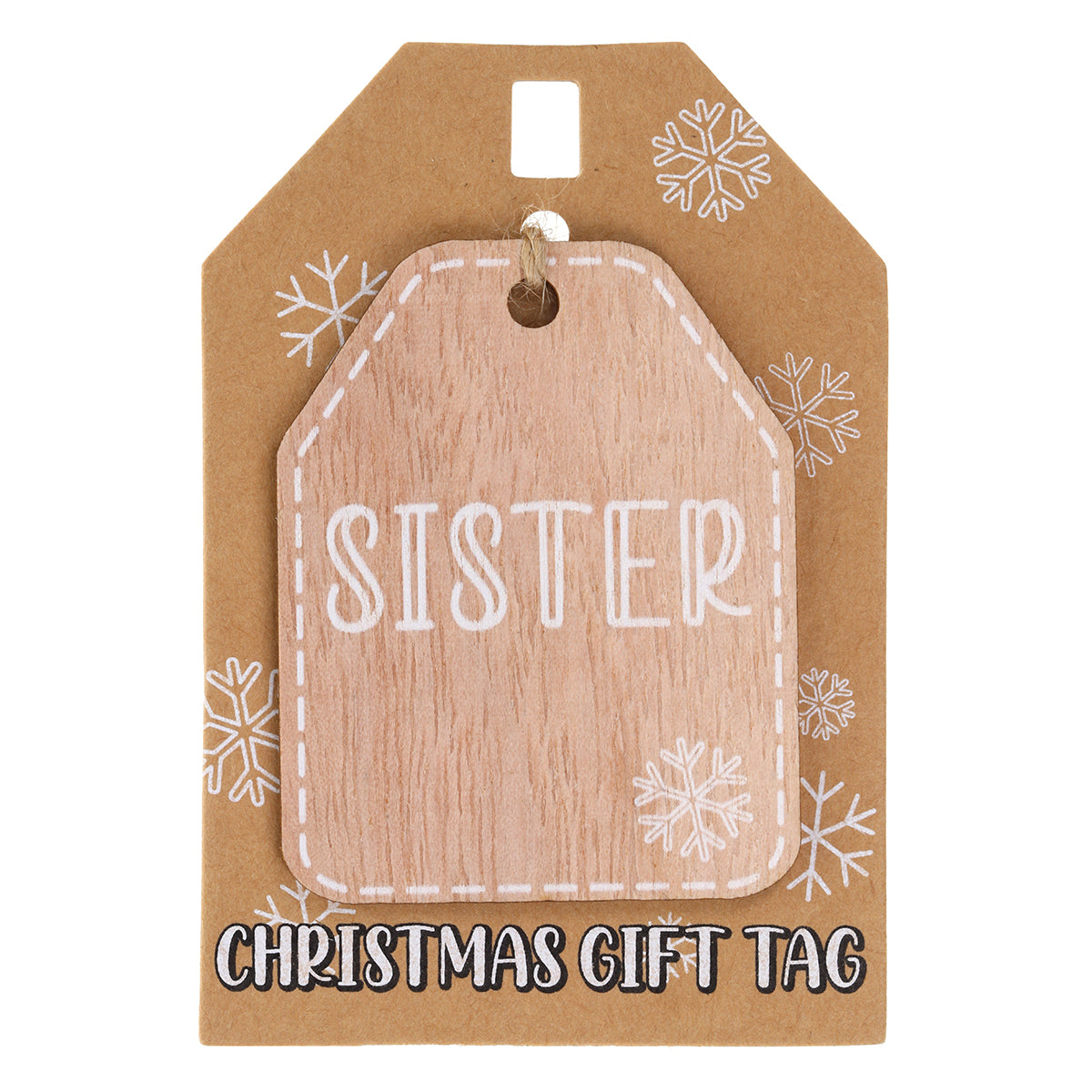 Christmas Wooden Gift Tag - Sister