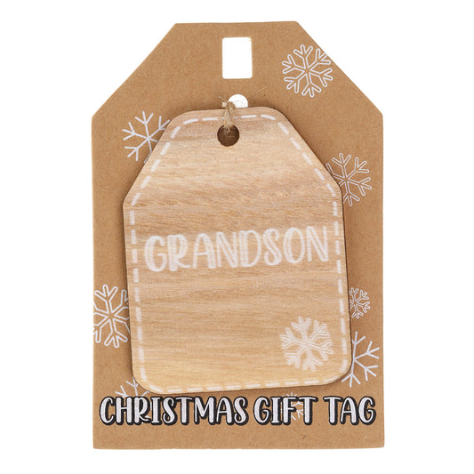 Christmas Wooden Gift Tag - Grandson