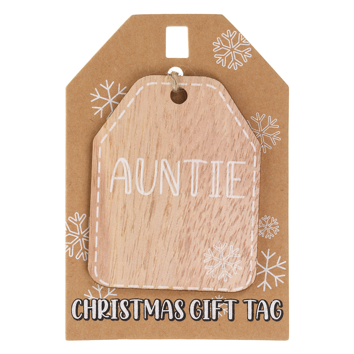 Christmas Wooden Gift Tag - Auntie