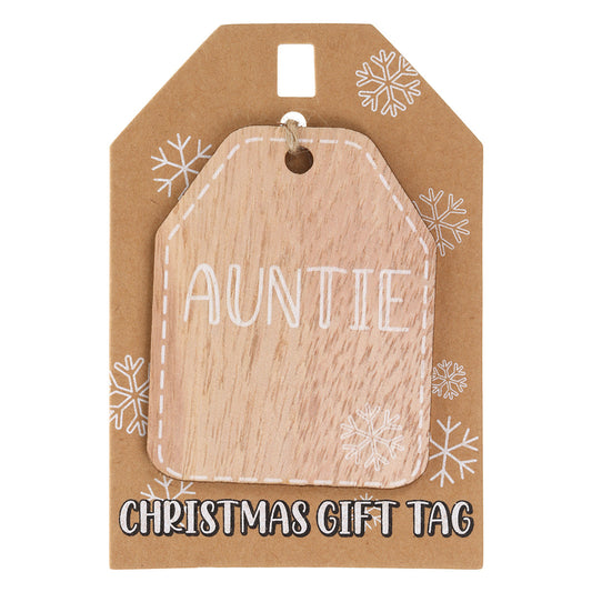 Christmas Wooden Gift Tag - Auntie