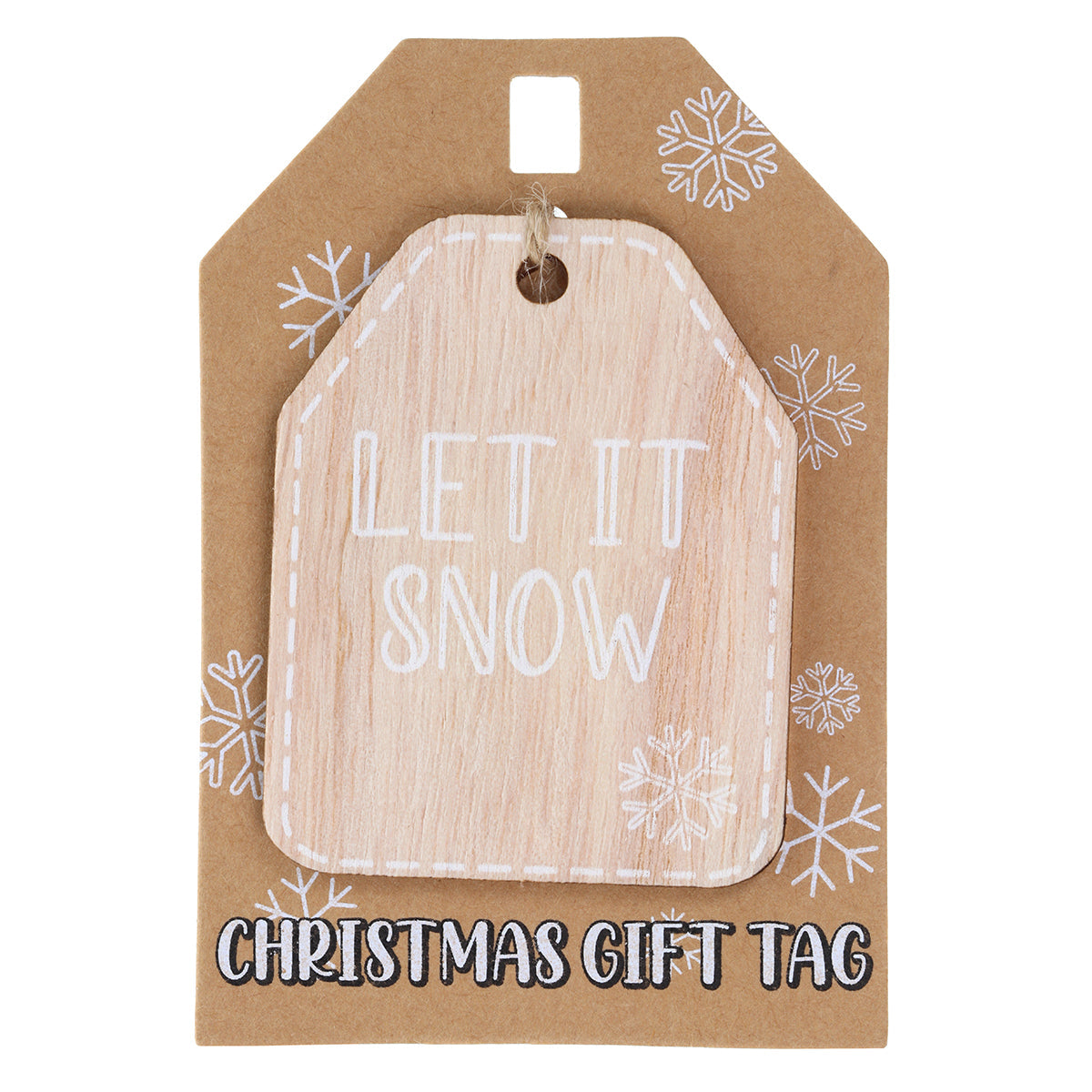 Christmas Wooden Gift Tag - Let It Snow