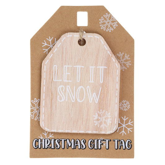 Christmas Wooden Gift Tag - Let It Snow