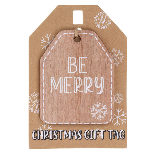 Christmas Wooden Gift Tag - Be Merry
