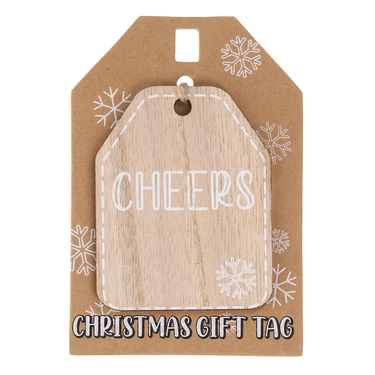 Christmas Wooden Gift Tag - Cheers