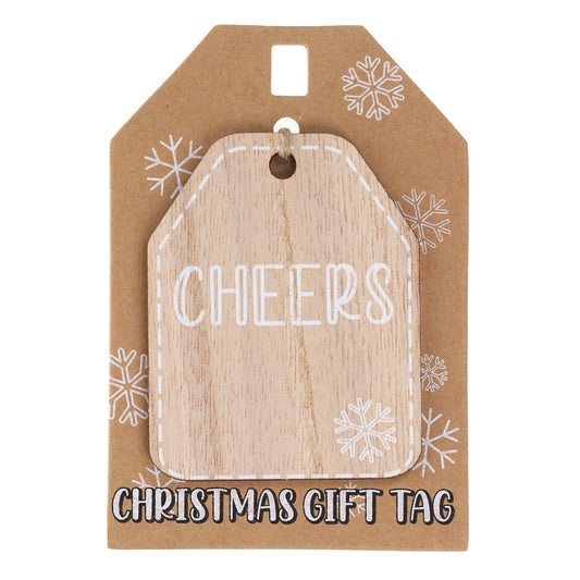 Christmas Wooden Gift Tag - Cheers